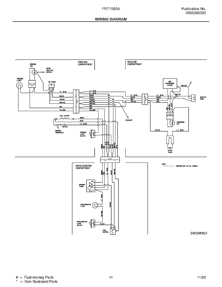 WIRING DIAGRAM Diagram and Parts List for FRT15B3AQ4  Frigidaire Refrigerator