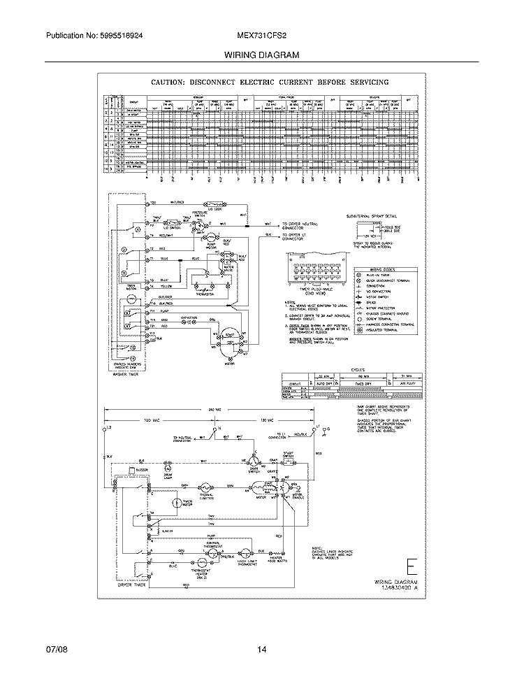 WIRING DIAGRAM Diagram and Parts List for MEX731CFS2  Uni Washer Dryer Combo