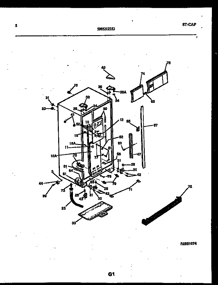 CABINET PARTS Diagram and Parts List for RS227MCD2  Frigidaire Refrigerator