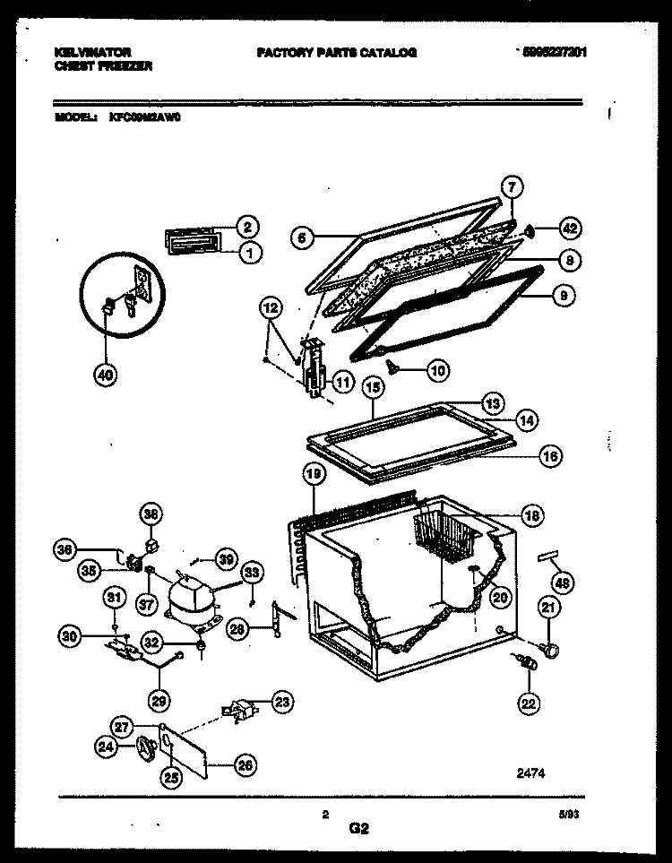 CHEST FREEZER PARTS Diagram and Parts List for KFC09M2AW0  Kelvinator Freezer