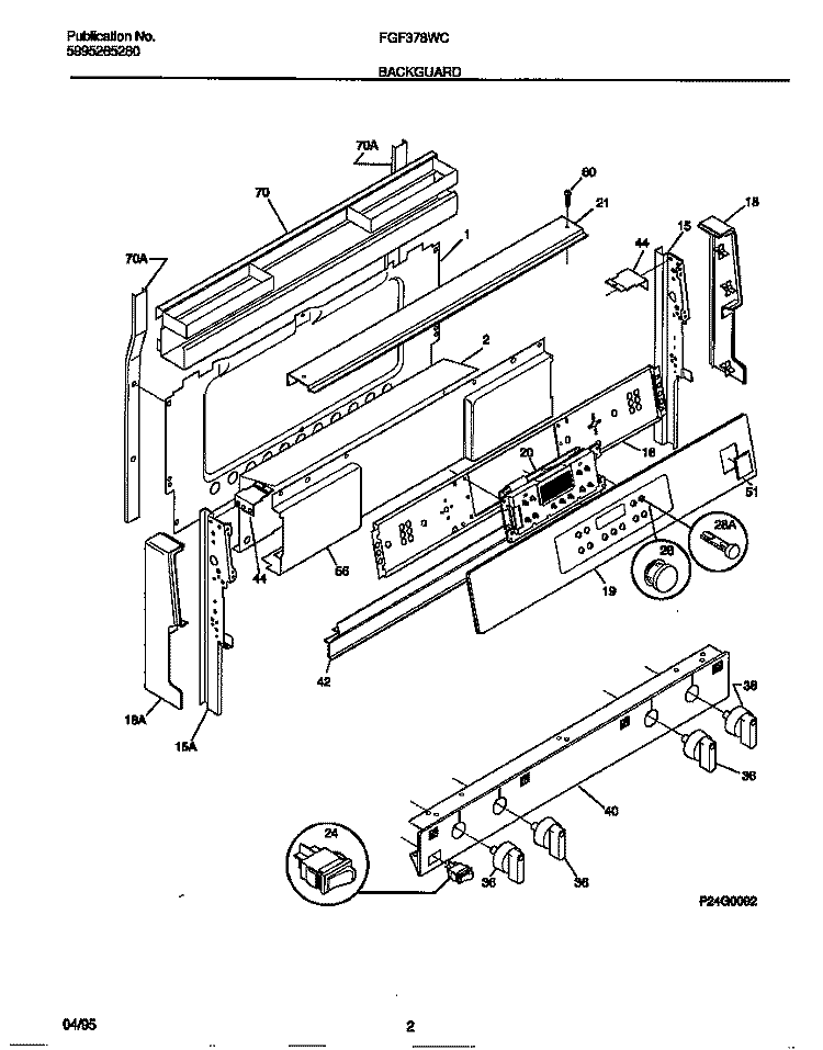 BACKGUARD Diagram and Parts List for FGF378WCCA  Frigidaire Range