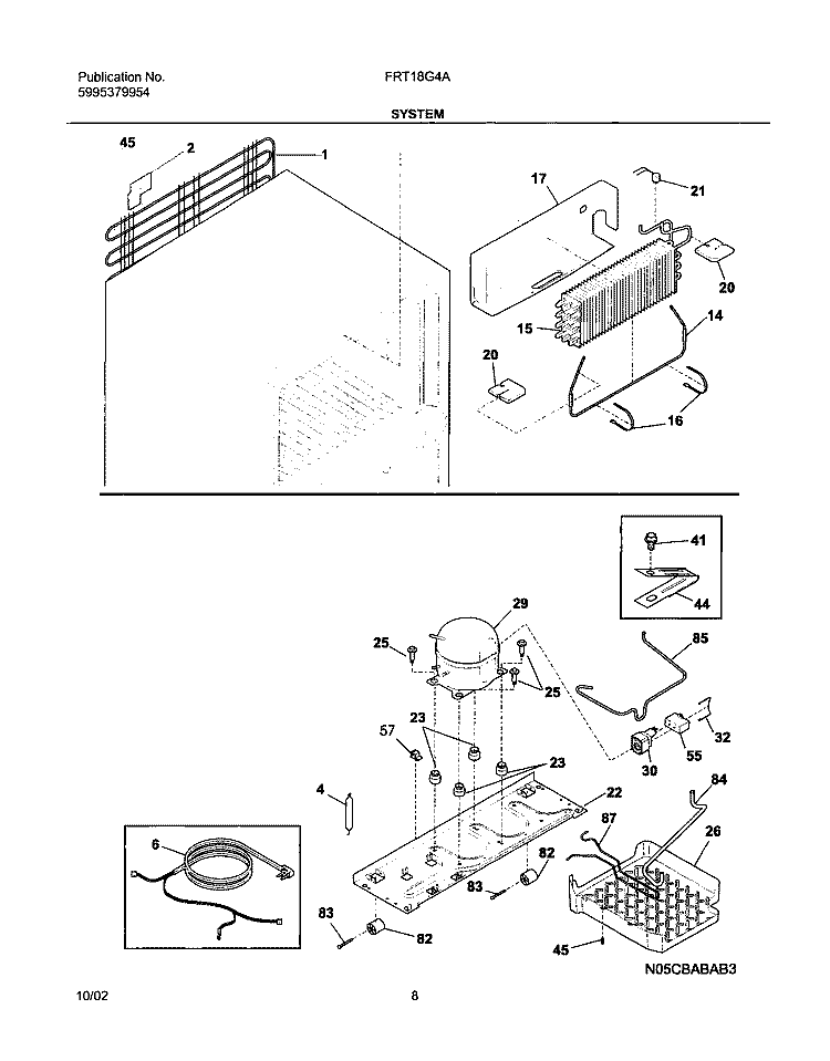SYSTEM Diagram and Parts List for FRT18G4AQA  Frigidaire Refrigerator
