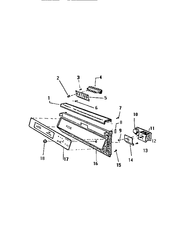 CONTROL PANEL Diagram and Parts List for DWU4005W2  Kelvinator Dishwasher