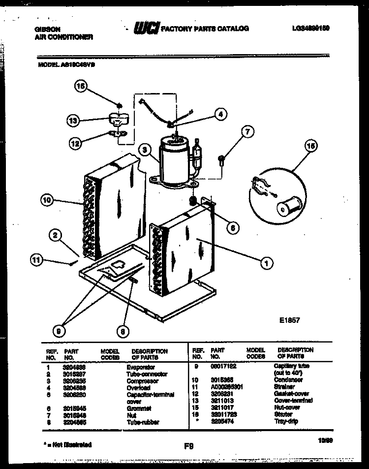 SYSTEM PARTS Diagram and Parts List for AS10C4SVB  Gibson Air Conditioner