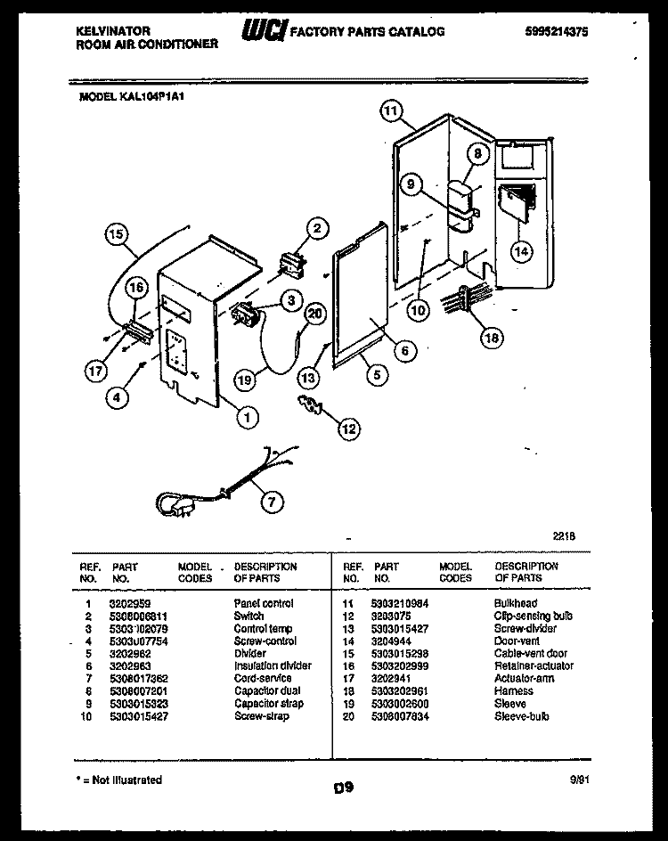 ELECTRIC PARTS Diagram and Parts List for KAL104P1A1  Kelvinator Air Conditioner