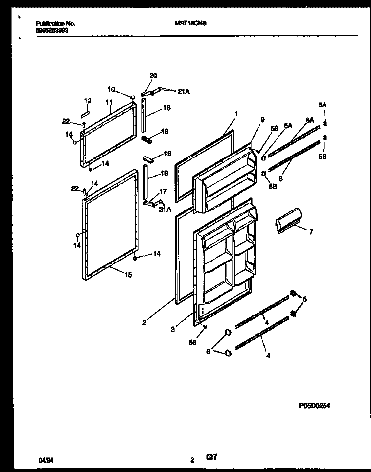 DOOR PARTS Diagram and Parts List for MRT18CNBY0  Frigidaire Refrigerator