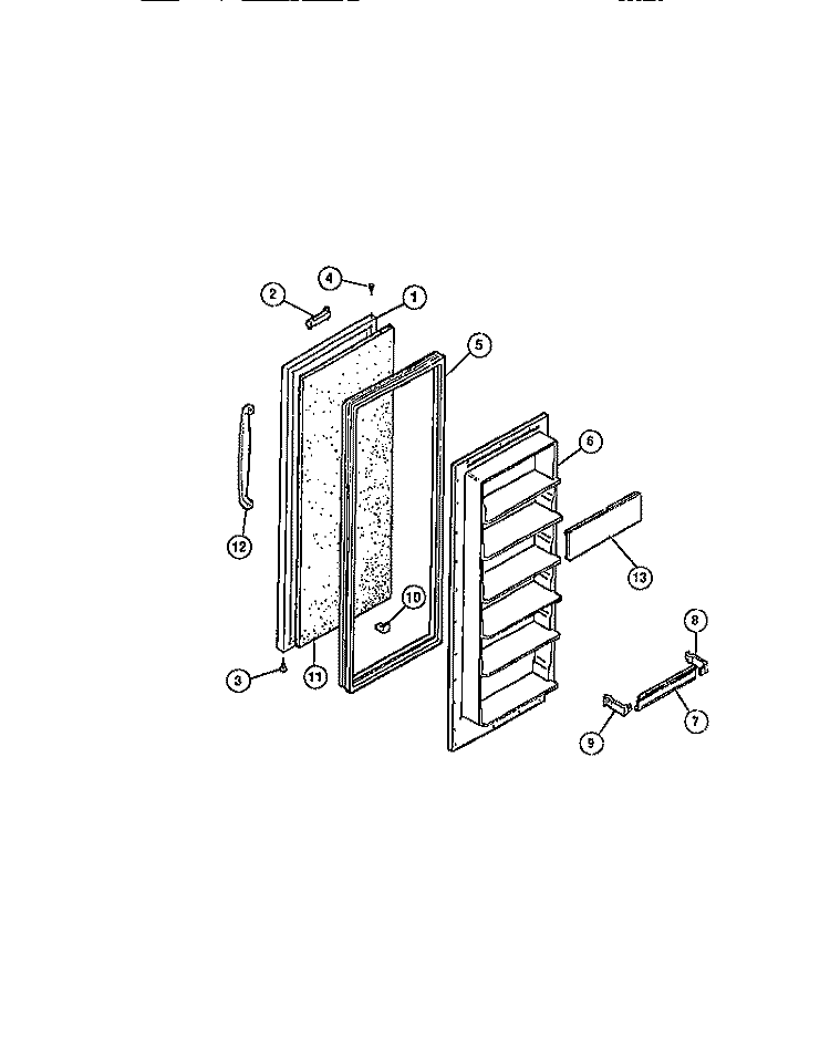FREEZER DOOR Diagram and Parts List for RS22F7YU1D  Gibson Refrigerator