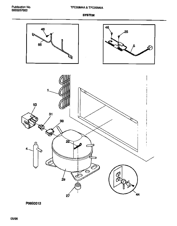 SYSTEM Diagram and Parts List for TFC05M4AW2  Tappan Freezer