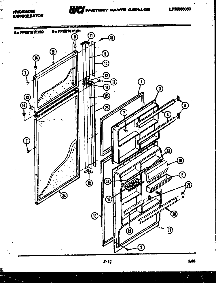 DOOR PARTS Diagram and Parts List for FPES18TEA0  Frigidaire Refrigerator