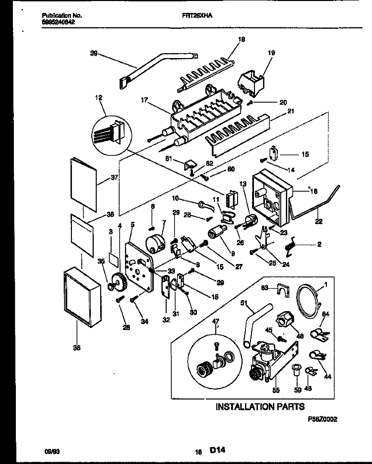 ICE MAKER AND INSTALLATION PARTS Diagram and Parts List for FRT26XHAY0  Frigidaire Refrigerator