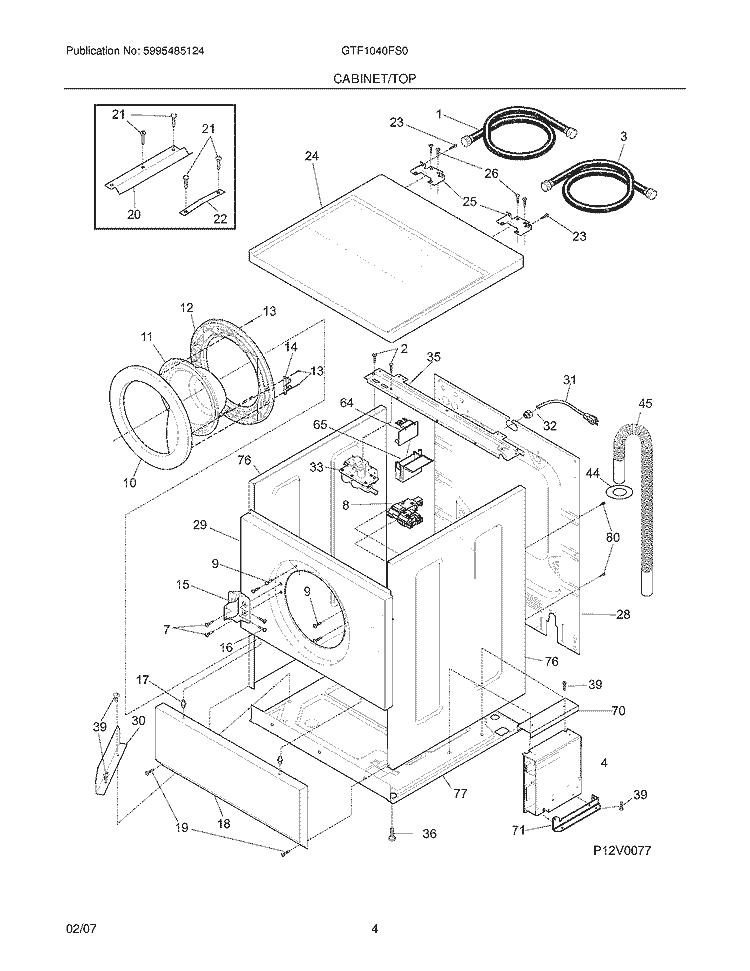 CABINET / TOP Diagram and Parts List for GTF1040FS0  Gibson Washer