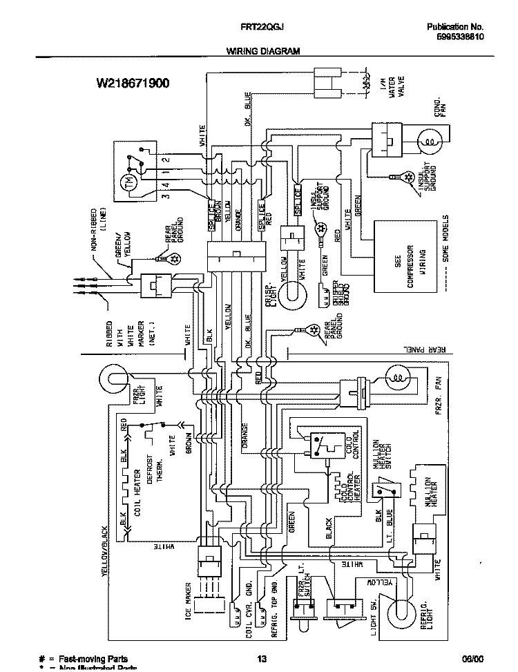 WIRING DIAGRAM Diagram and Parts List for FRT22QGJD2  Frigidaire Refrigerator
