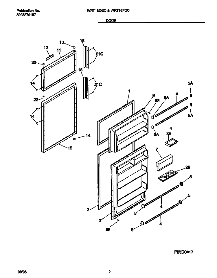 DOOR Diagram and Parts List for WRT18DGCZ1  Frigidaire Refrigerator
