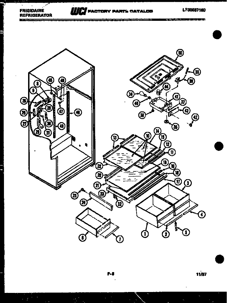 CABINET PARTS Diagram and Parts List for FPE21TCF1  Frigidaire Refrigerator