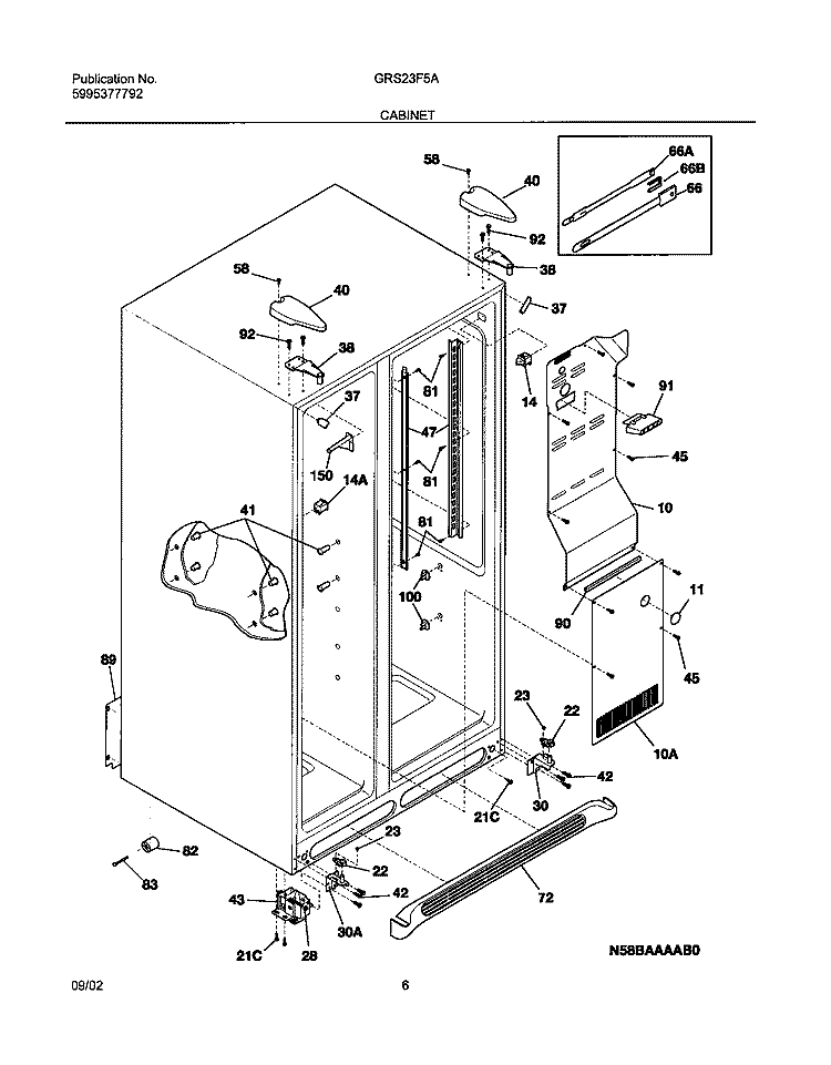 CABINET Diagram and Parts List for GRS23F5AW5  Gibson Refrigerator