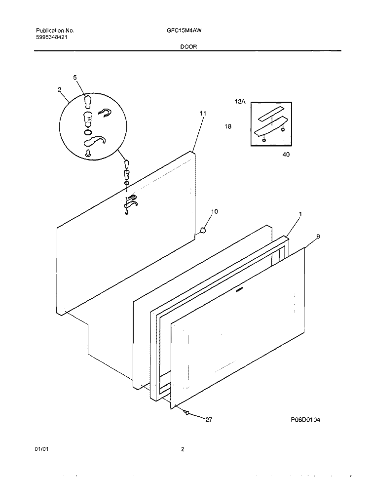 DOOR Diagram and Parts List for GFC15M4AW6  Gibson Freezer
