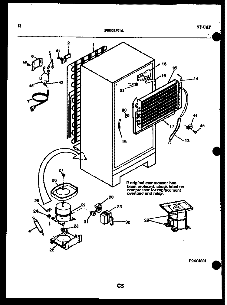 SYSTEM AND AUTOMATIC DEFROST PARTS Diagram and Parts List for TSK210HN0T  Kelvinator Refrigerator