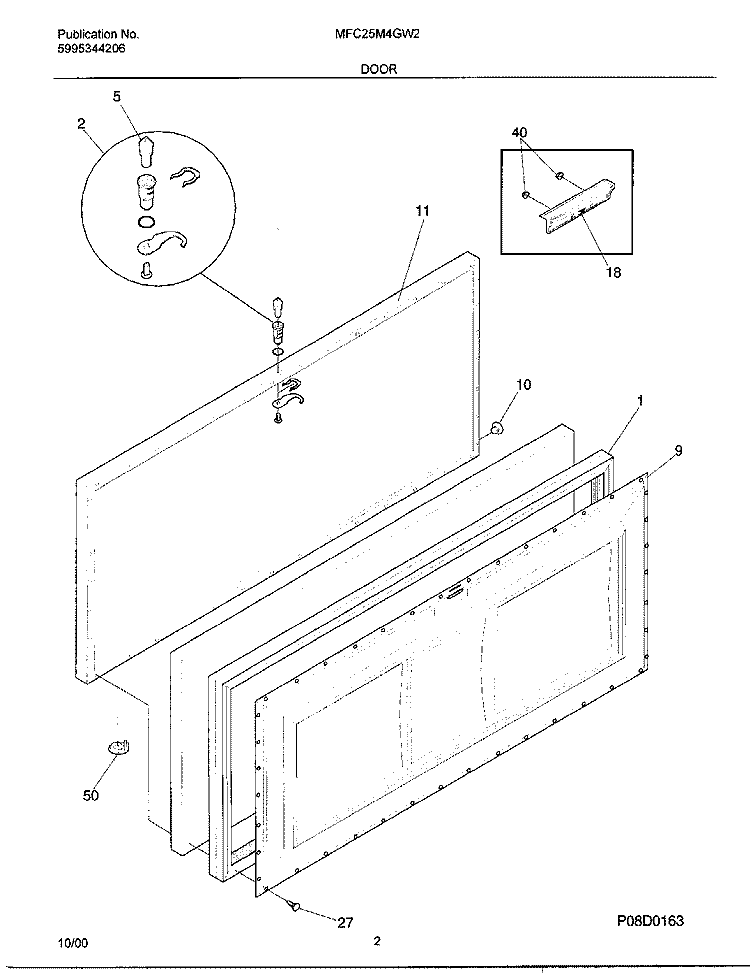DOOR Diagram and Parts List for MFC25M4GW2  Uni Freezer