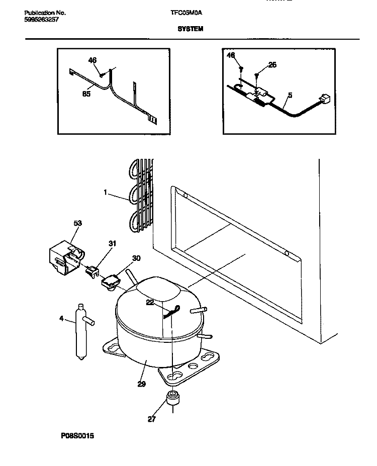 SYSTEM Diagram and Parts List for TFC05M0AW1  Tappan Freezer