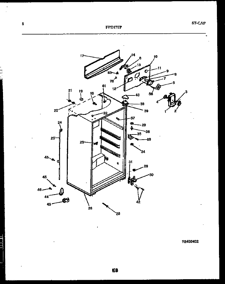 CABINET PARTS Diagram and Parts List for FPD17TPH0  Frigidaire Refrigerator