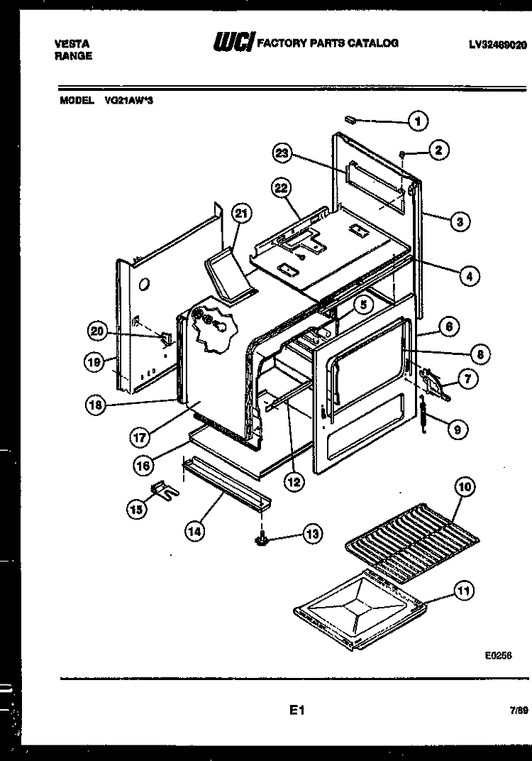 BODY PARTS Diagram and Parts List for VG21AW3  Tappan Range