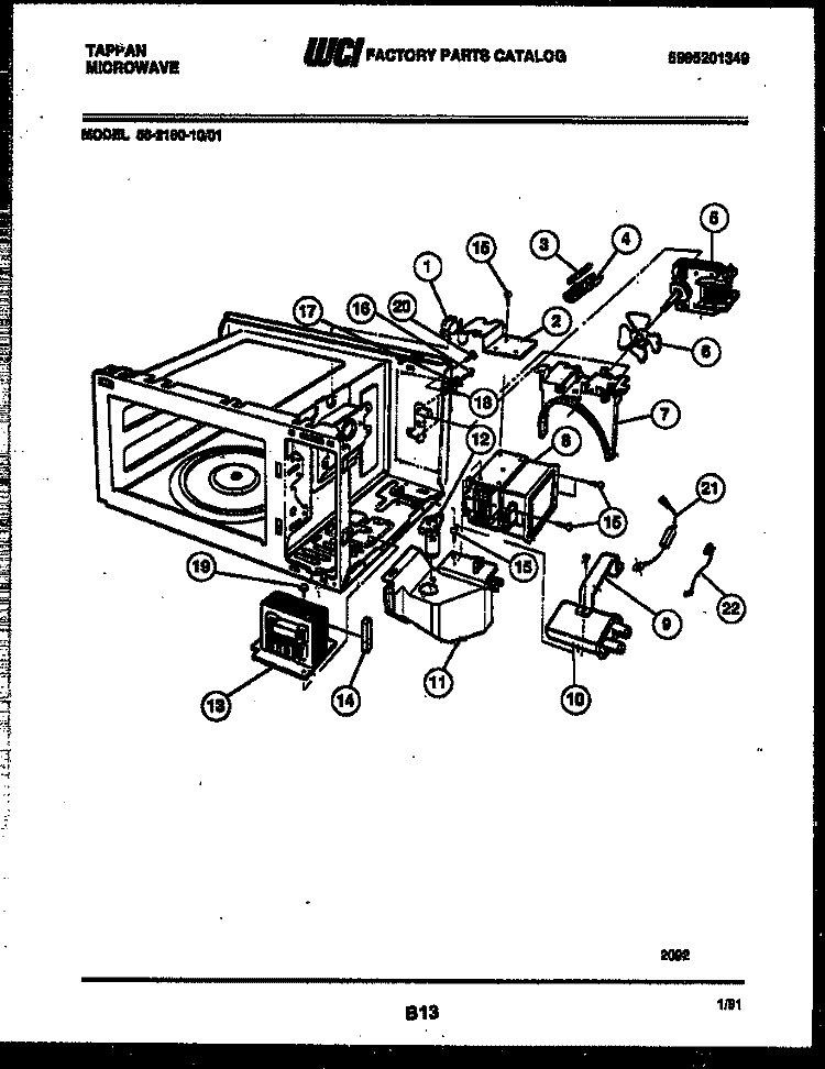 POWER CONTROL Diagram and Parts List for 56-2180-00-01  Frigidaire Microwave