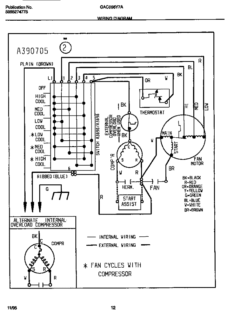 WIRING DIAGRAM Diagram and Parts List for GAC066Y7A5  Gibson Air Conditioner