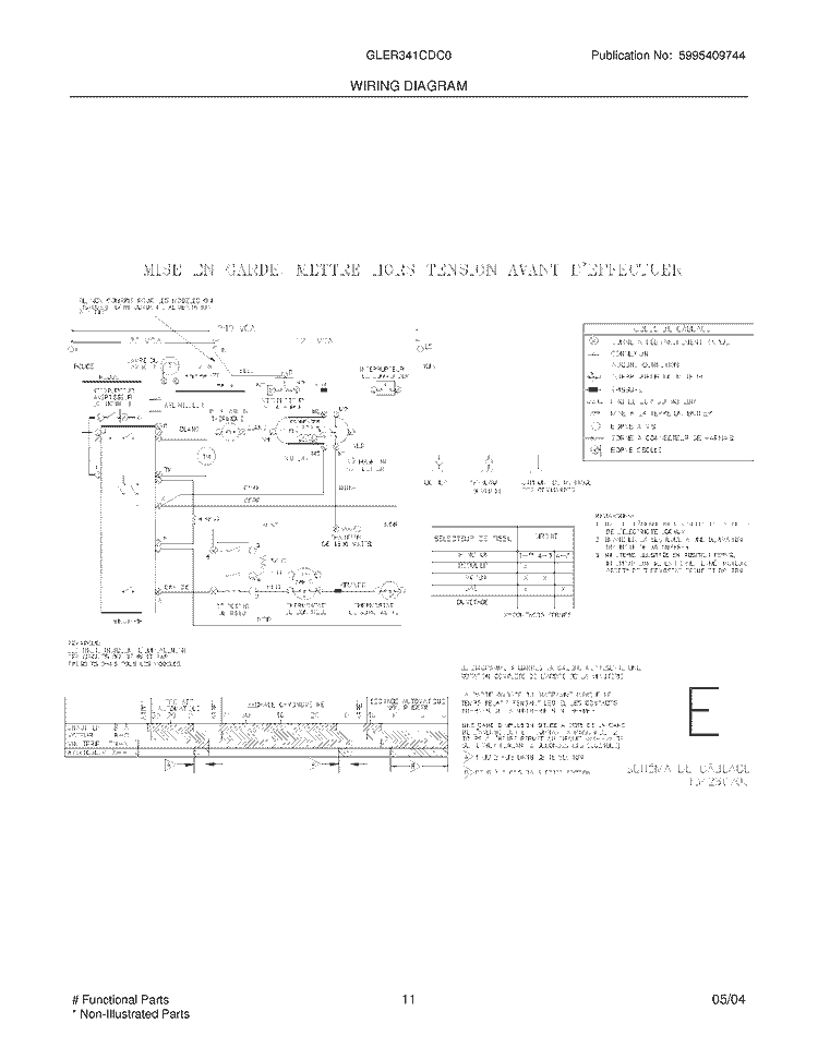 WIRING DIAGRAM Diagram and Parts List for GLER341CDC0  Frigidaire Dryer