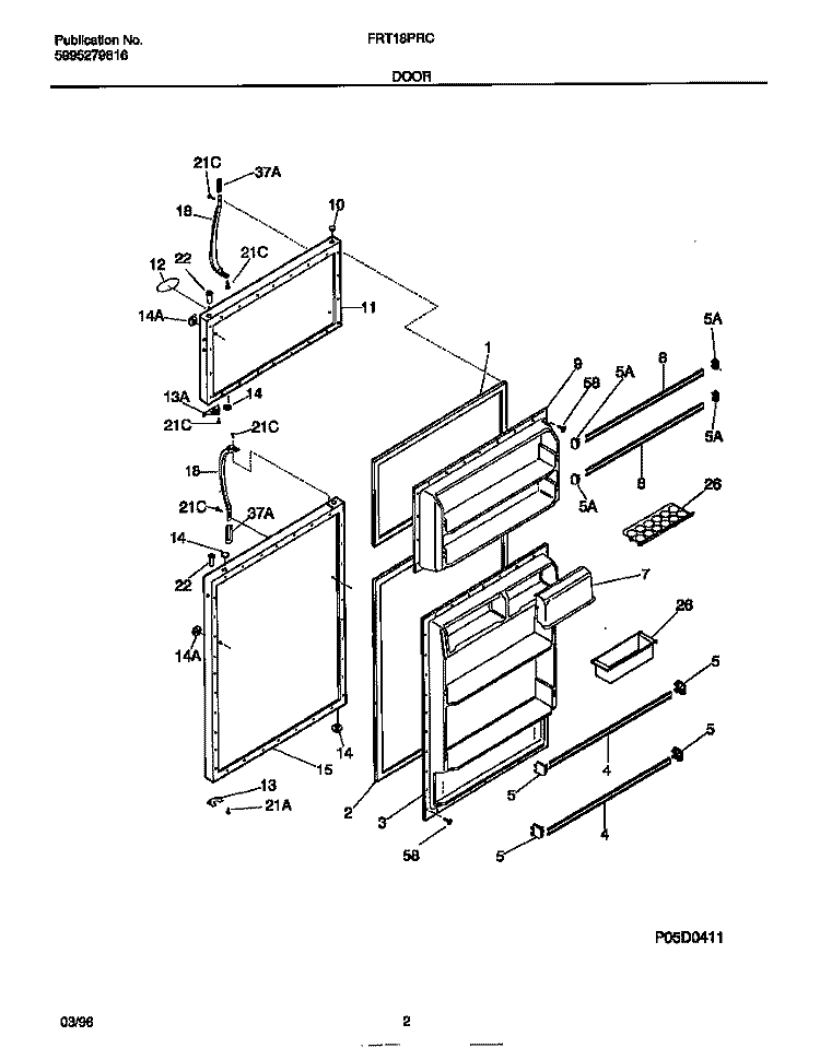 DOOR Diagram and Parts List for FRT18PRCD3  Frigidaire Refrigerator