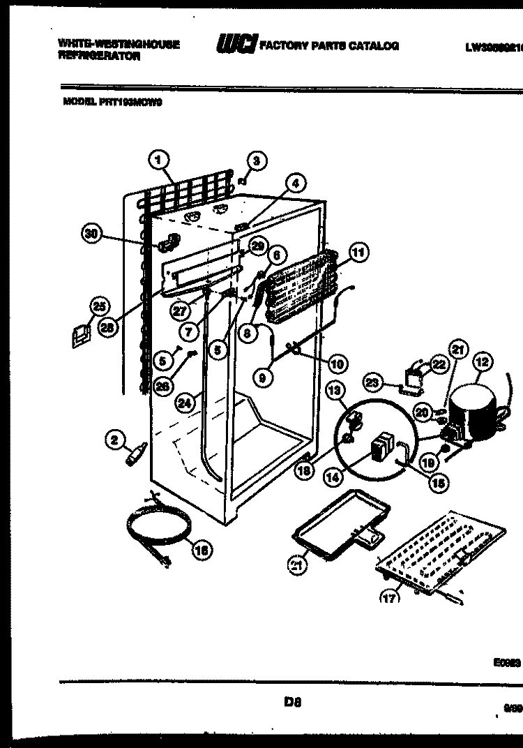 SYSTEM AND AUTOMATIC DEFROST PARTS Diagram and Parts List for PRT193MCW0  Frigidaire Refrigerator