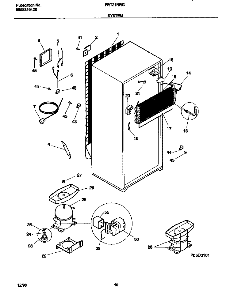 SYSTEM Diagram and Parts List for FRT21NRGB2  Frigidaire Refrigerator