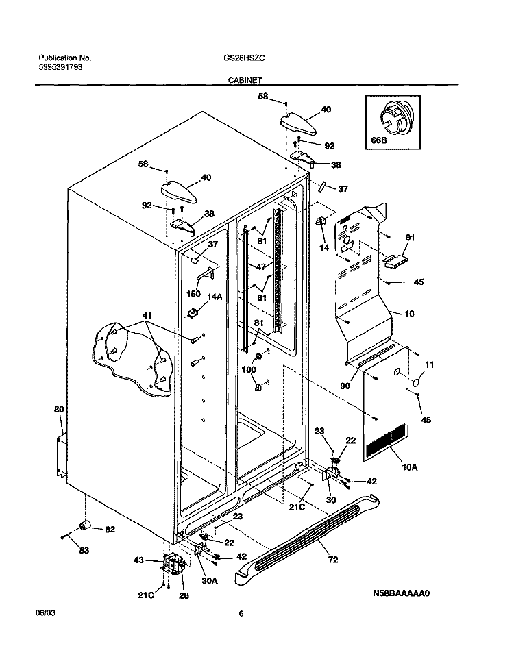 CABINET Diagram and Parts List for GS26HSZCC0  Frigidaire Refrigerator