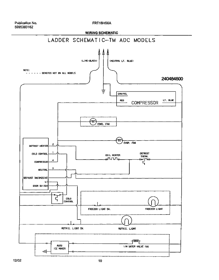 WIRING SCHEMATIC Diagram and Parts List for FRT18HS6AW6  Frigidaire Refrigerator