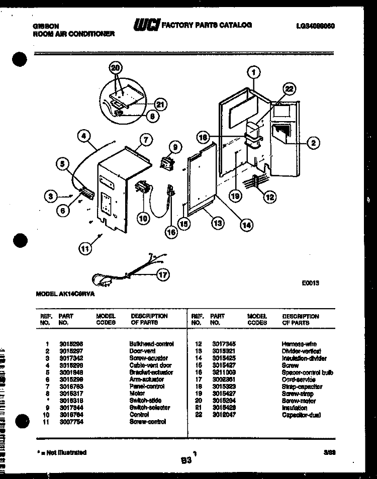 ELECTRICAL PARTS Diagram and Parts List for AK14C6RVA  Gibson Air Conditioner