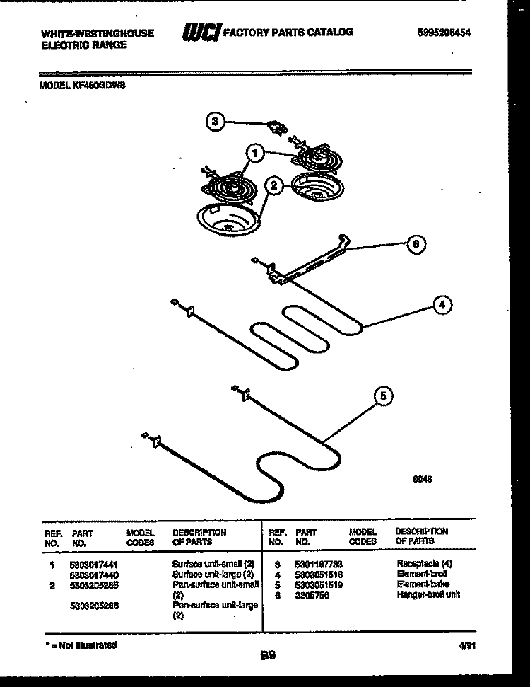 BROILER PARTS Diagram and Parts List for KF450GDW8  Frigidaire Range