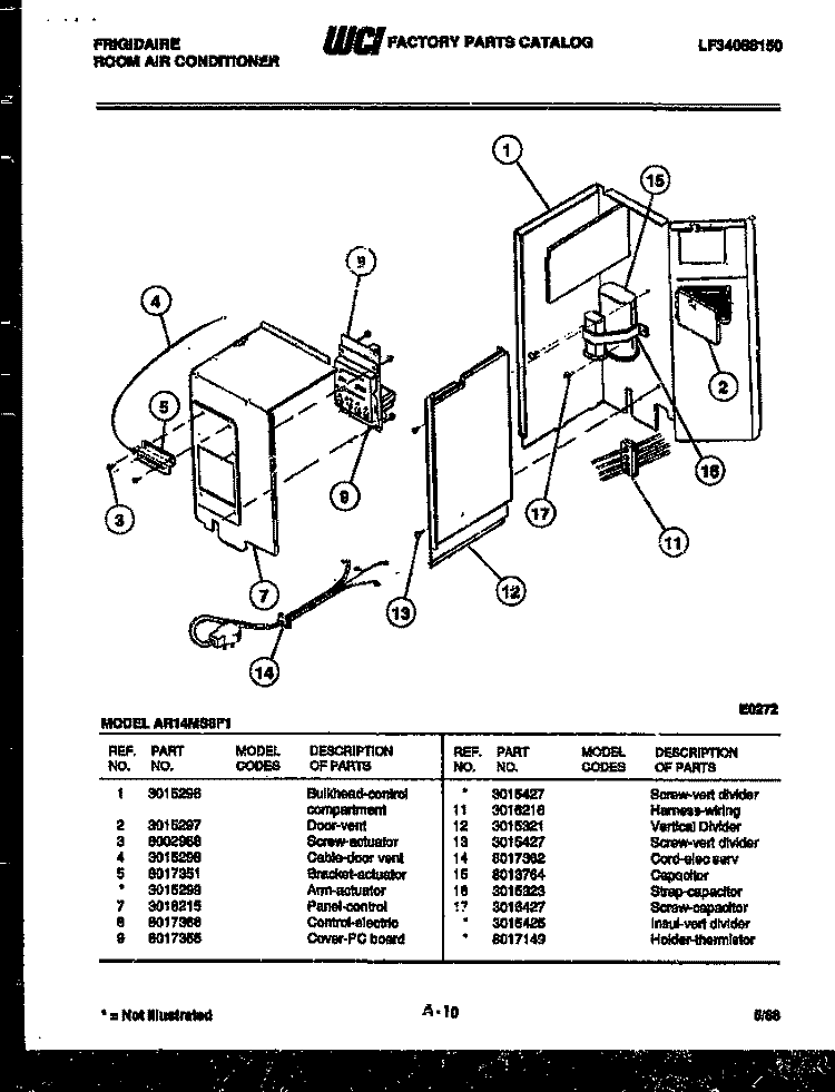 ELECTRICAL PARTS Diagram and Parts List for AR14MS8F1  Frigidaire Air Conditioner