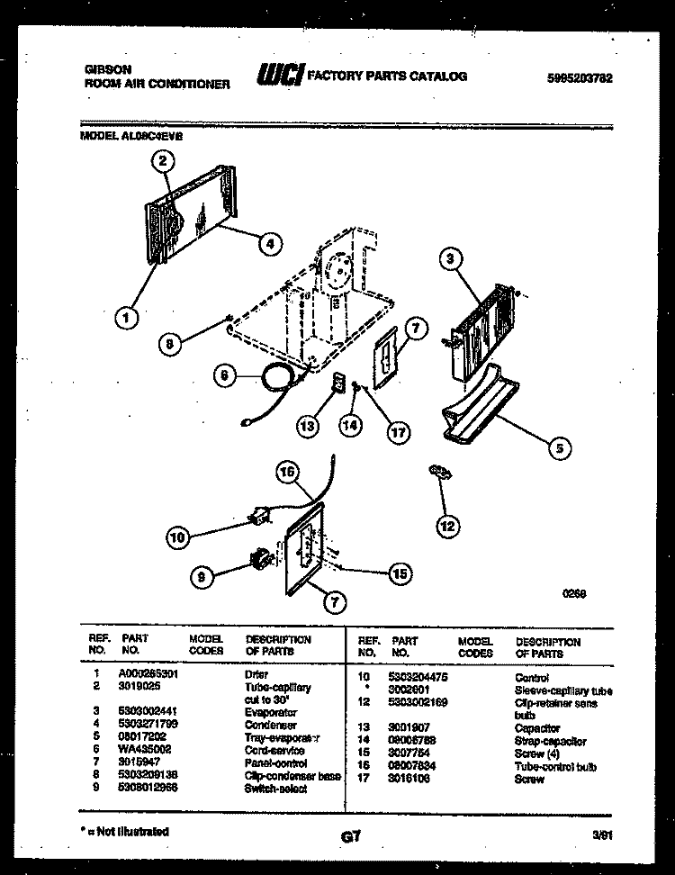 ELECTRICAL PARTS Diagram and Parts List for AL08C4EVB  Gibson Air Conditioner