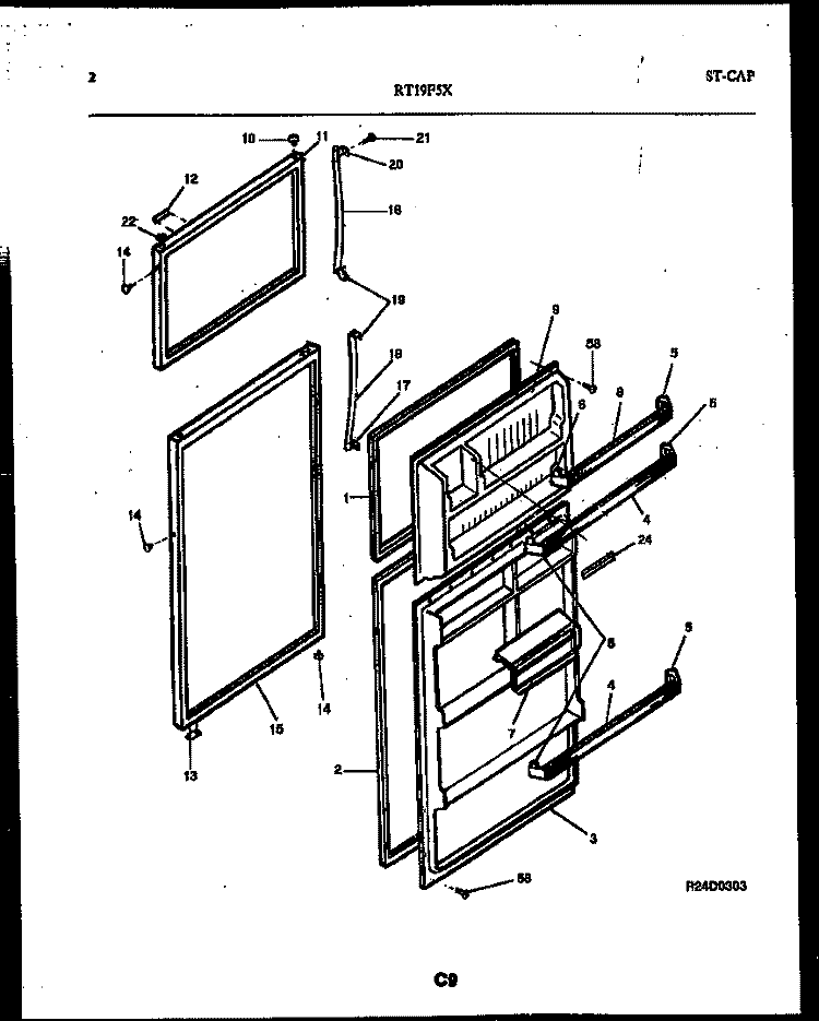 DOOR PARTS Diagram and Parts List for RT19F5WX3A  Gibson Refrigerator