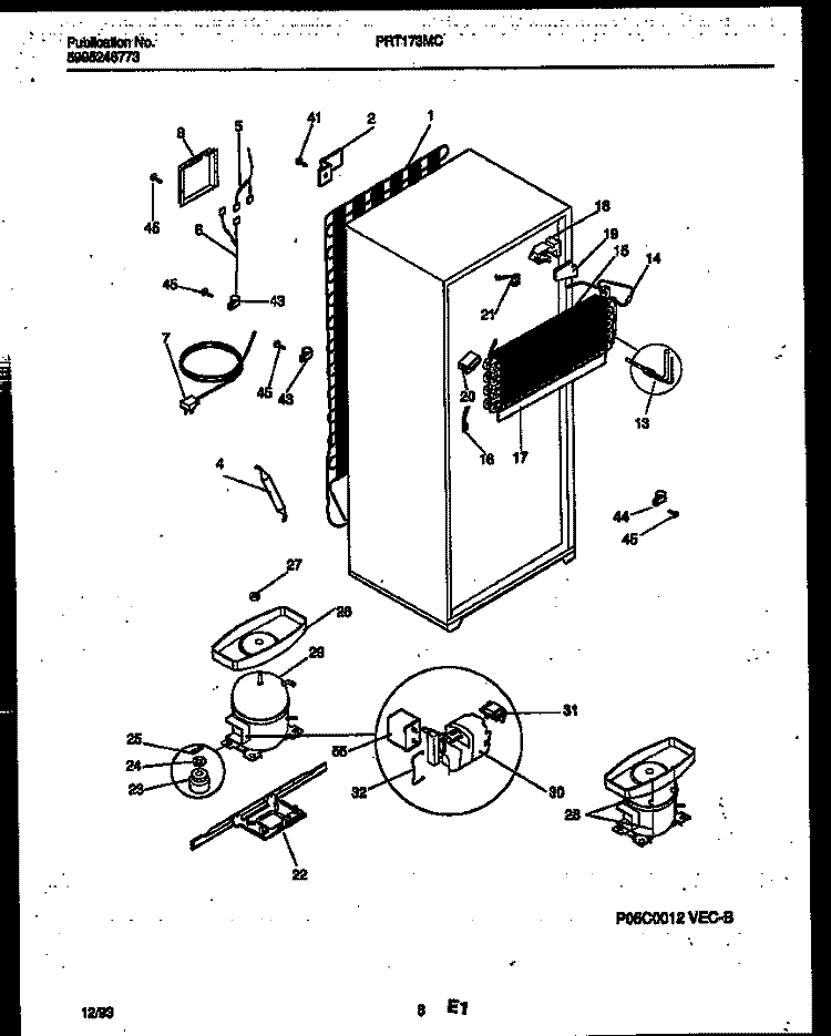 SYSTEM AND AUTOMATIC DEFROST PARTS Diagram and Parts List for PRT173MCD3  Frigidaire Refrigerator