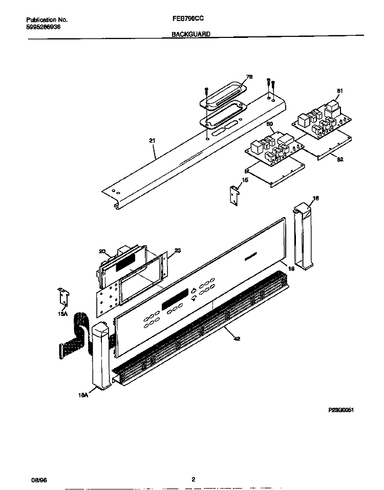 BACKGUARD Diagram and Parts List for FEB798CCTD  Frigidaire Wall Oven