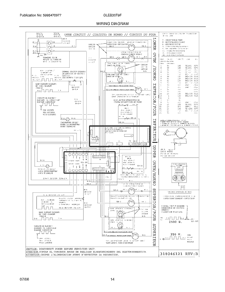 WIRING DIAGRAM Diagram and Parts List for GLEB30T9FQA  Frigidaire Wall Oven