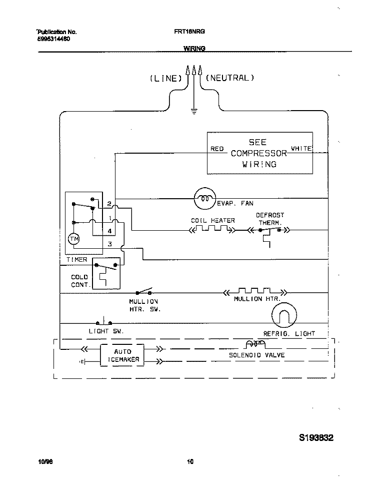 WIRING DIAGRAM Diagram and Parts List for FRT16NRGD2  Frigidaire Refrigerator