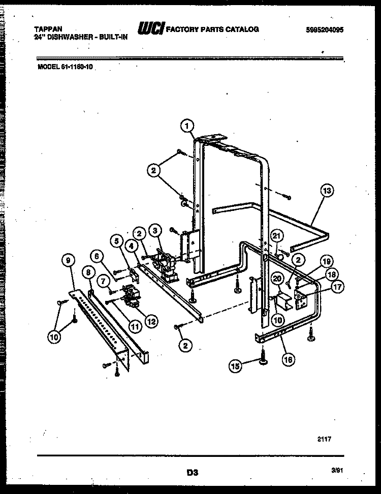 POWER DRY AND MOTOR PARTS Diagram and Parts List for 61-1160-23  Tappan Dishwasher