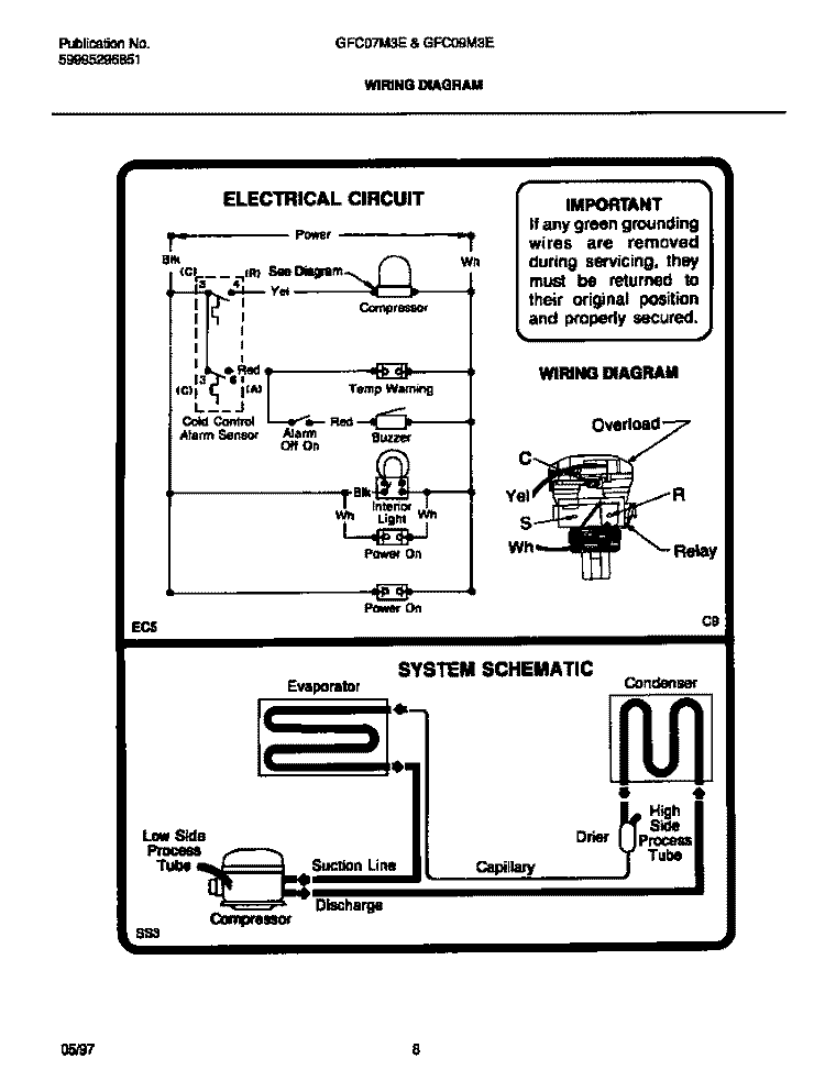 WIRING DIAGRAM Diagram and Parts List for GFC07M3EW2  Gibson Freezer