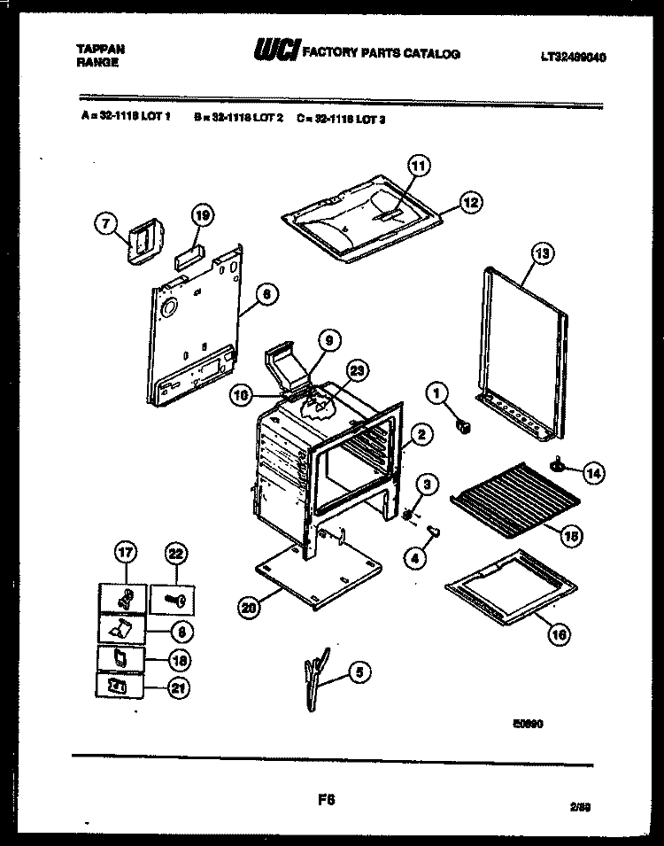 BODY PARTS Diagram and Parts List for 32-1118-23-01  Tappan Range