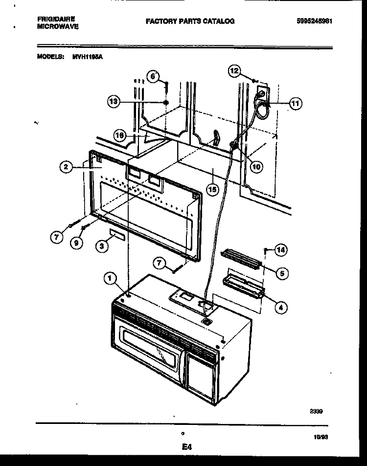 WINDOW MOUNTING PARTS Diagram and Parts List for MVH1195A  Frigidaire Microwave