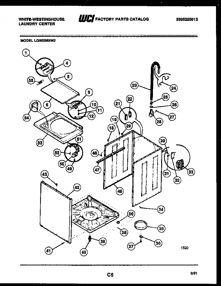CABINET PARTS Diagram and Parts List for LG600MXD2  Frigidaire Washer Dryer Combo