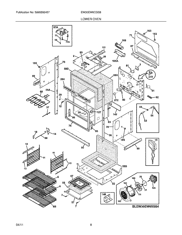 LOWER OVEN Diagram and Parts List for EW30EW6CGS8  Electrolux Range