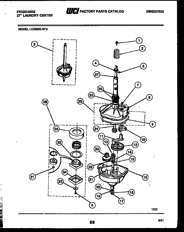 TRANSMISSION PARTS Diagram and Parts List for LCE852LL0  Frigidaire Washer Dryer Combo