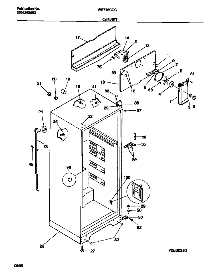 CABINET Diagram and Parts List for WRT16CGCD0  Frigidaire Refrigerator
